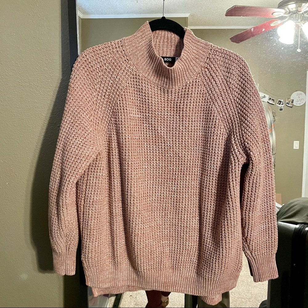 HIGH NECK WAFFLE KNIT SWEATER